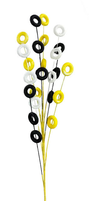 30" Yellow and Black Loop Spray with 8 Stems 63119YWBK