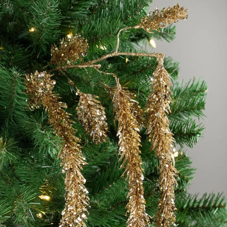 52" Gold Glittered Pine Hanging Artificial Christmas Spray