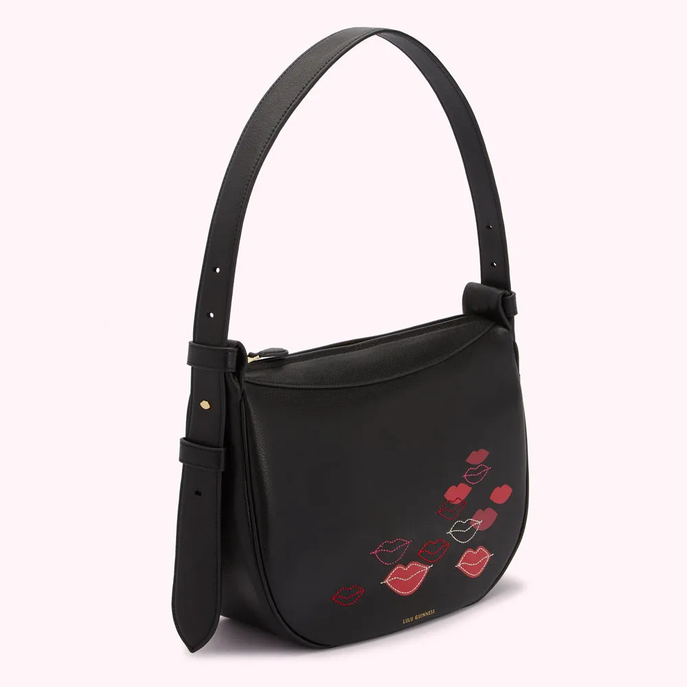 BLACK LEO LIP FLURRY SHOULDER BAG