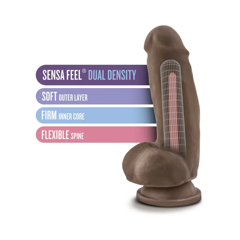 Blush Au Naturel 7 in. Fat Boy Posable Dual Density Dildo with Balls & Suction Cup Brown