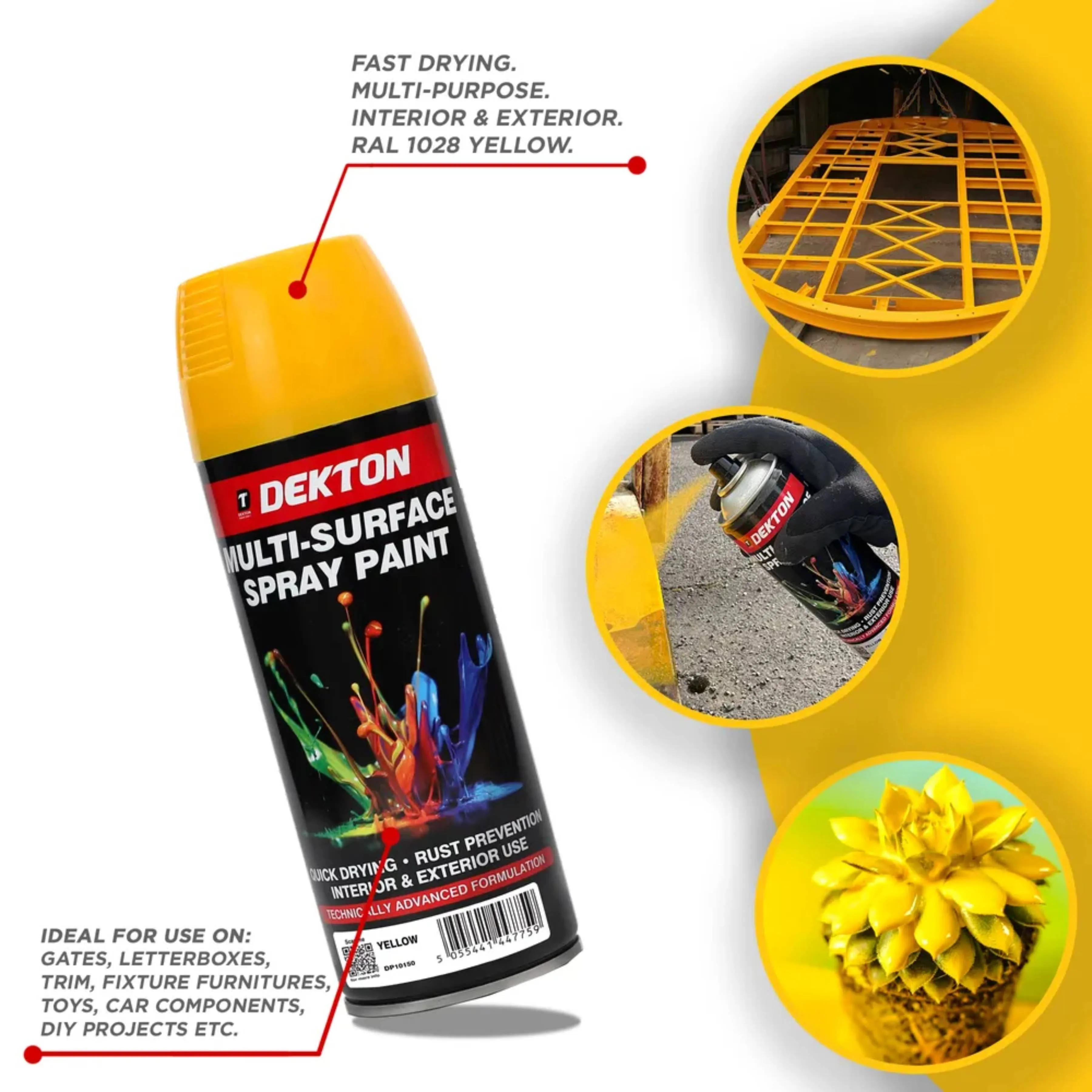 DEKTON 400ml Spray Paint Yellow