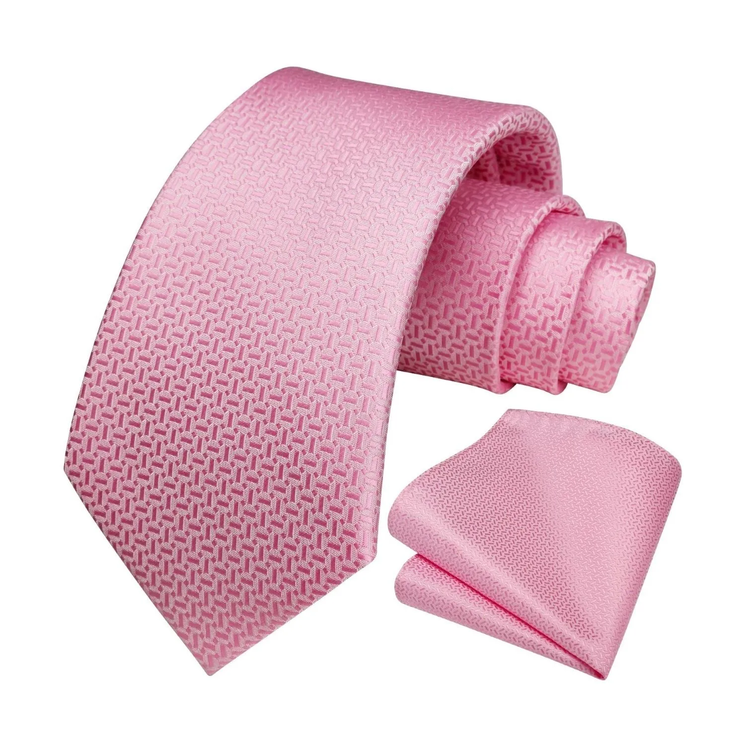 Houndstooth Tie Handkerchief Set - B2-PINK