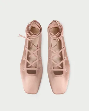 Louisa Blush Lace-Up Ballet Flat