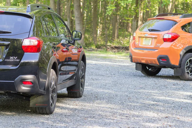 Rally Armor 13  Subaru XV Crosstrek Black Mud Flap w/ Orange Logo