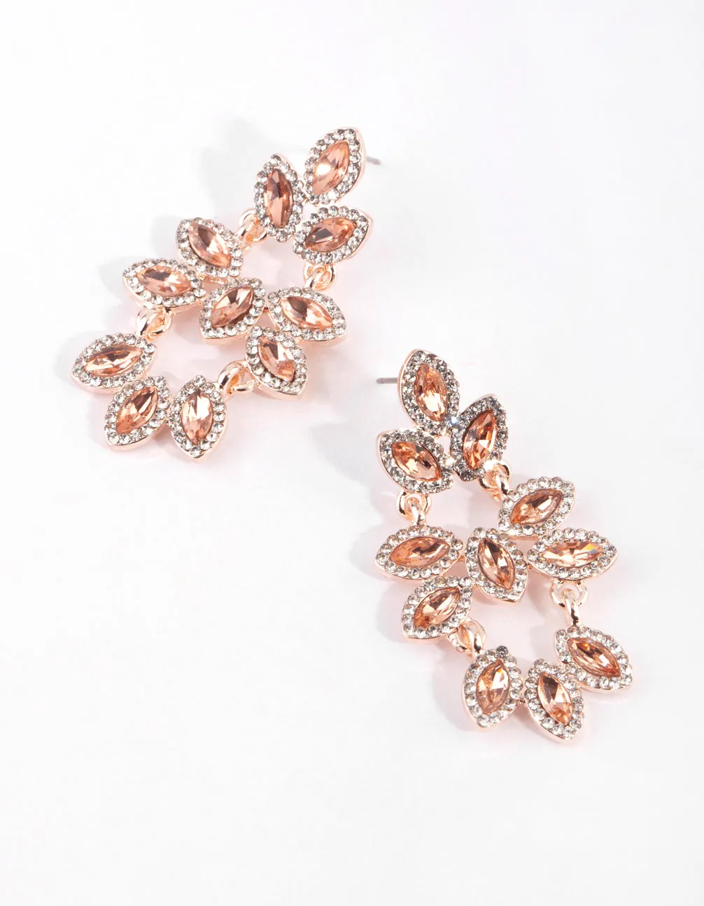 Rose Gold Navette Drop Earrings